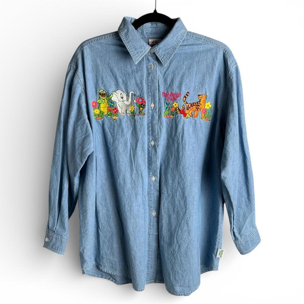 Vintage Rainforest Cafe Denim Button Down